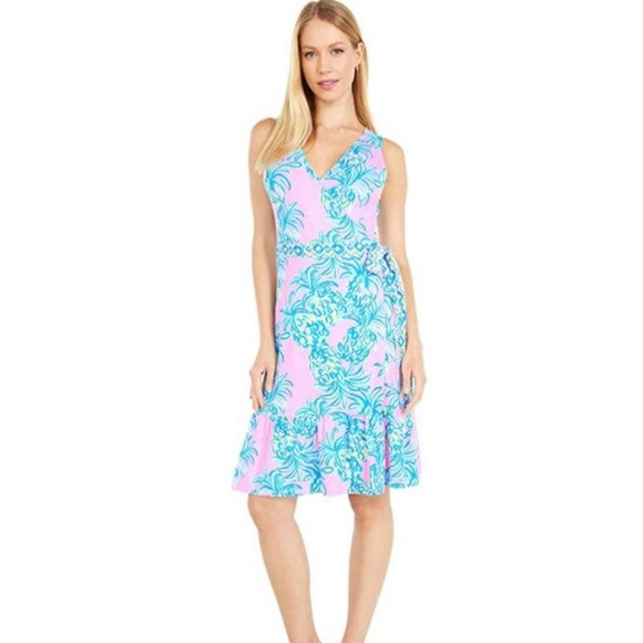 NWT Lilly Pulitzer Misha Wrap Dress In Pelican Pink Beat The Heat
